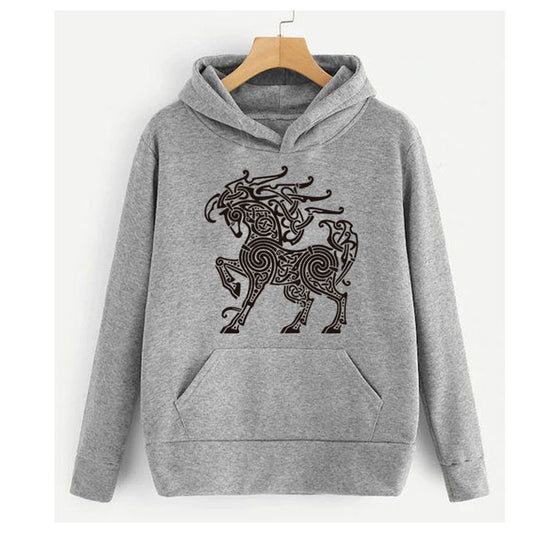 Buzo, Hoddie Ilustración Caballo Vikingo Unisex